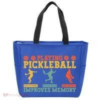 Pickleball Player Funny Playing Pickleball Improves Memory Funny Gift Tote Bag thumb 0