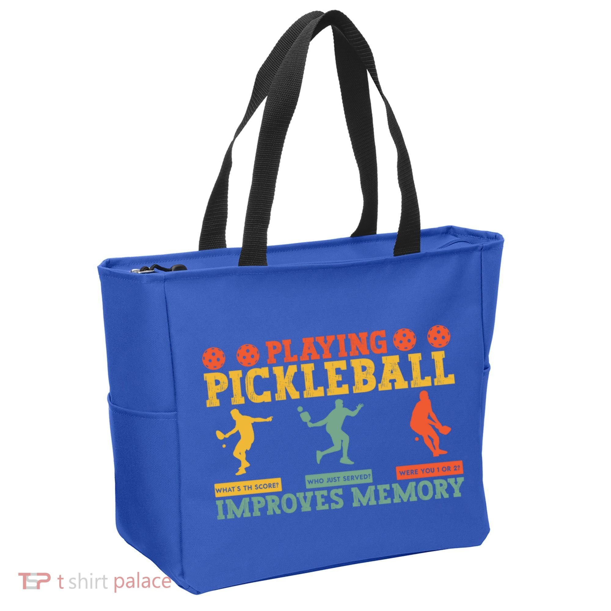 Pickleball Player Funny Playing Pickleball Improves Memory Funny Gift Tote Bag