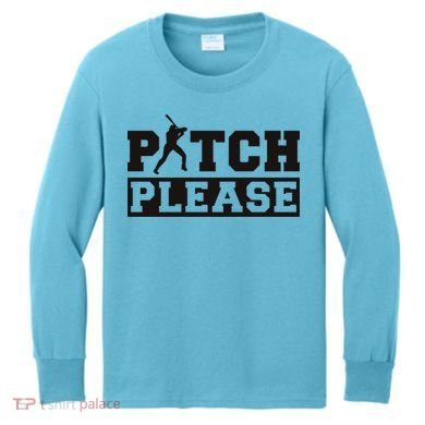 Pitch Please Funny Baseball Kids Long Sleeve Shirt