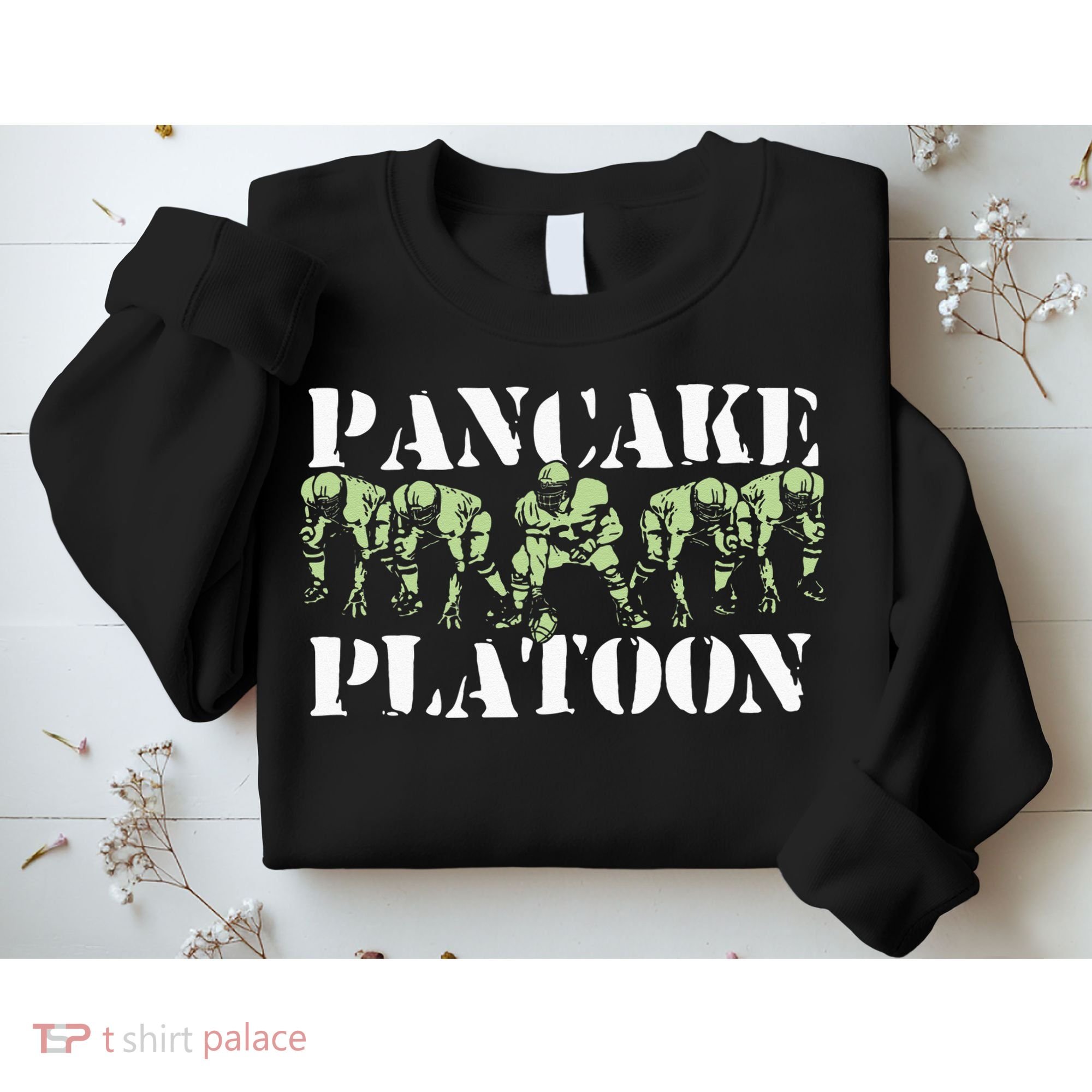 Pancake Platoon Funny Offensive Lineman Football OLine Sweatshirt