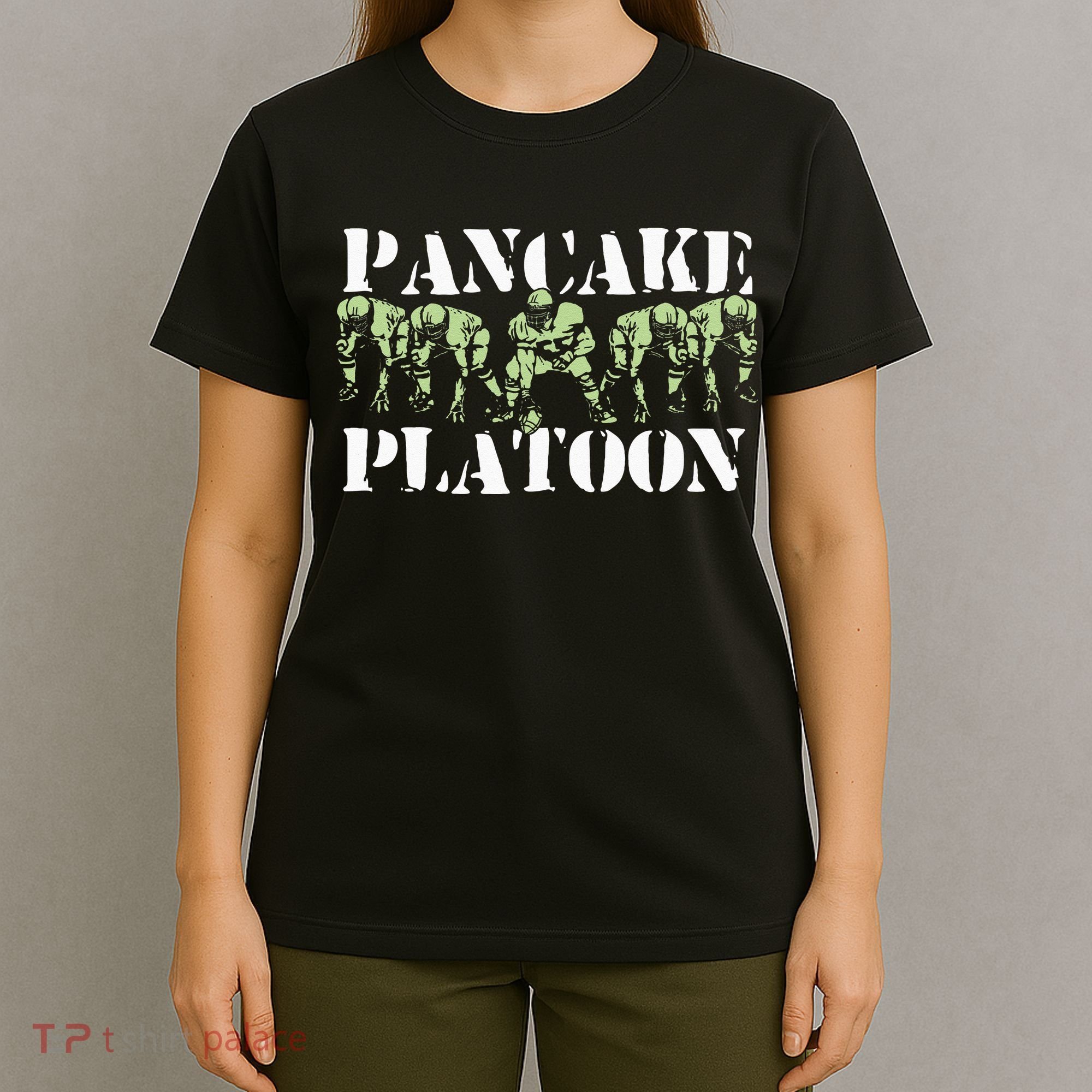 Pancake Platoon Funny Offensive Lineman Football OLine T-Shirt