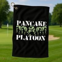 Pancake Platoon Funny Offensive Lineman Football OLine Golf Towel thumb 1