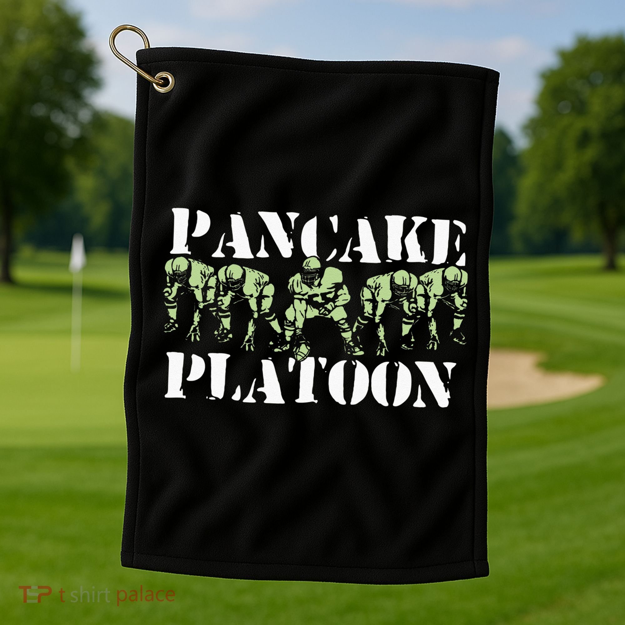Pancake Platoon Funny Offensive Lineman Football OLine Golf Towel