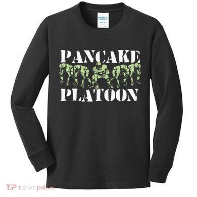 Pancake Platoon Funny Offensive Lineman Football OLine Kids Long Sleeve Shirt