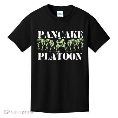 Pancake Platoon Funny Offensive Lineman Football OLine Kids T-Shirt