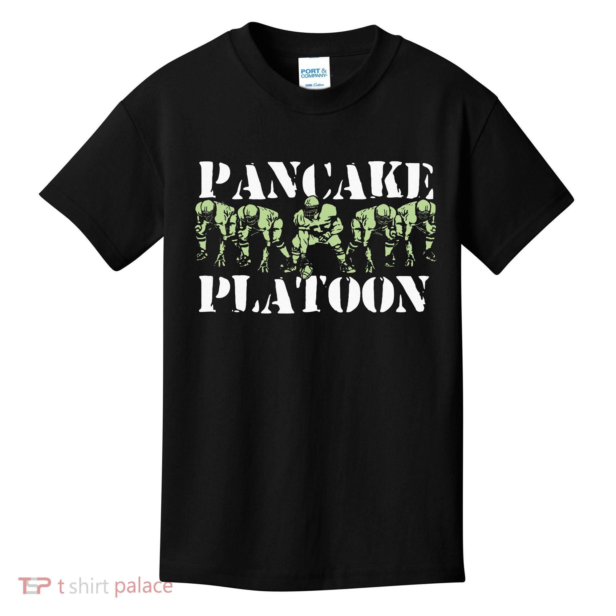 Pancake Platoon Funny Offensive Lineman Football OLine Kids T-Shirt