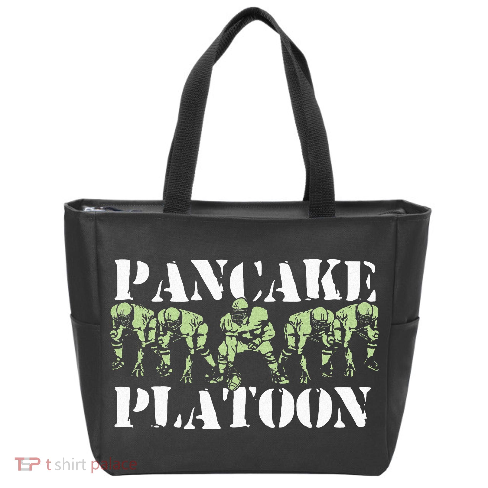 Pancake Platoon Funny Offensive Lineman Football OLine Tote Bag