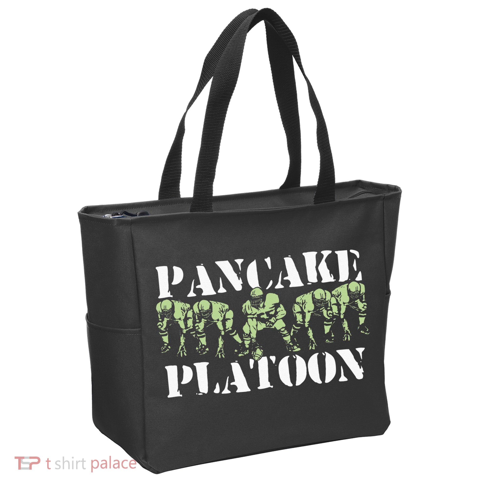 Pancake Platoon Funny Offensive Lineman Football OLine Tote Bag