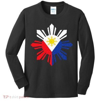 Proud Pinoy Filipino Pride Philippines Flag Kids Long Sleeve Shirt
