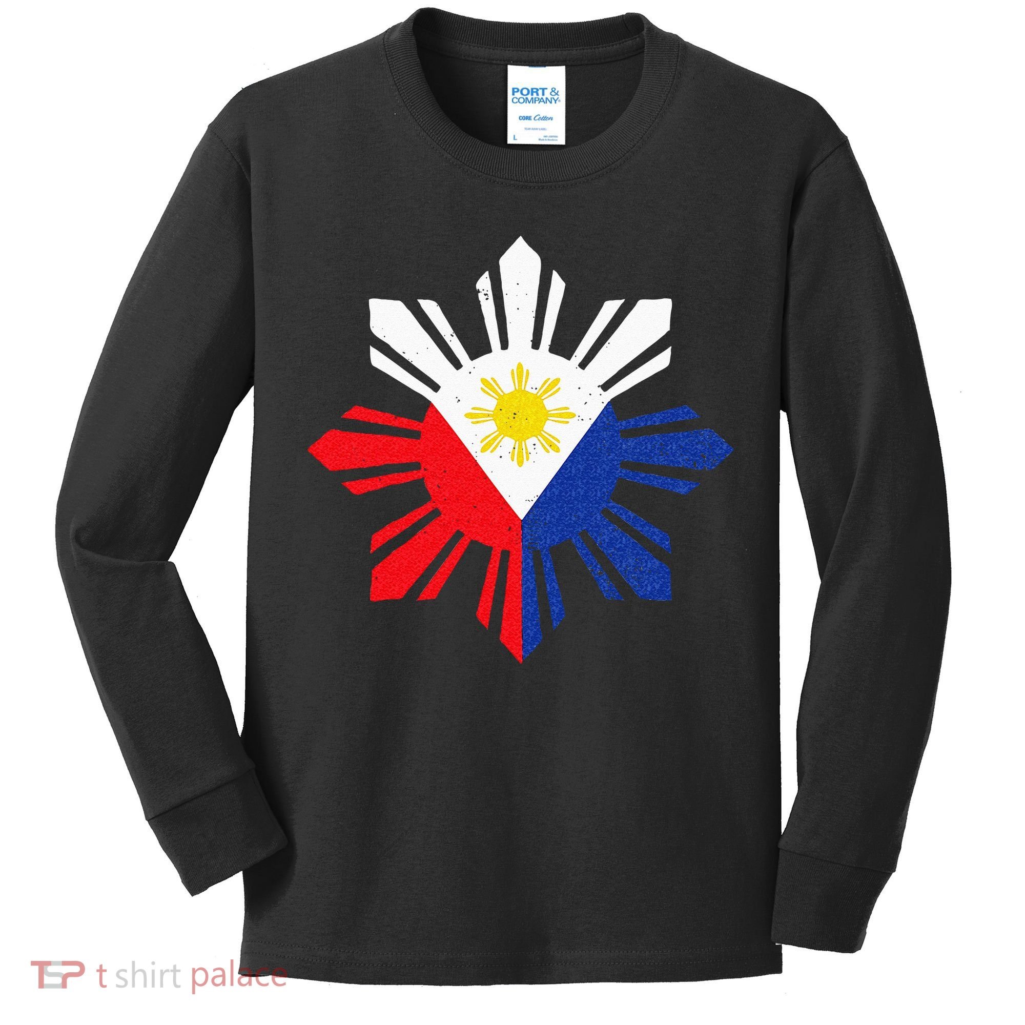 Proud Pinoy Filipino Pride Philippines Flag Kids Long Sleeve Shirt