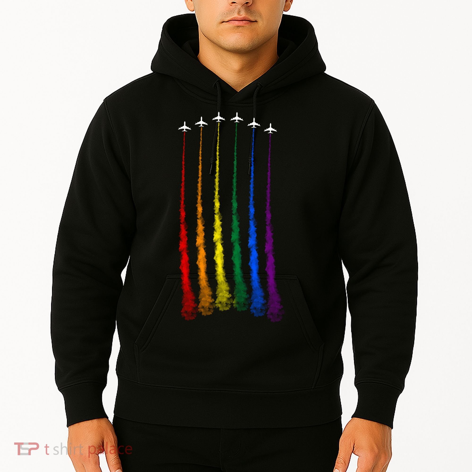 Plane Pride Flag Rainbow LGBT LGBTQ Pride Month Pride Ally Hoodie