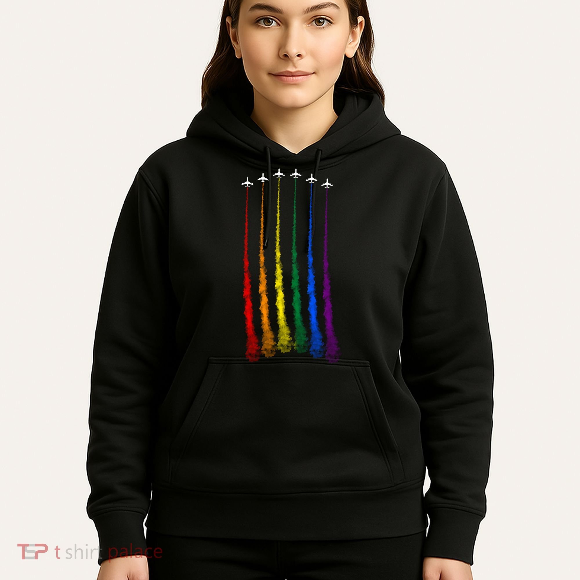 Plane Pride Flag Rainbow LGBT LGBTQ Pride Month Pride Ally Hoodie