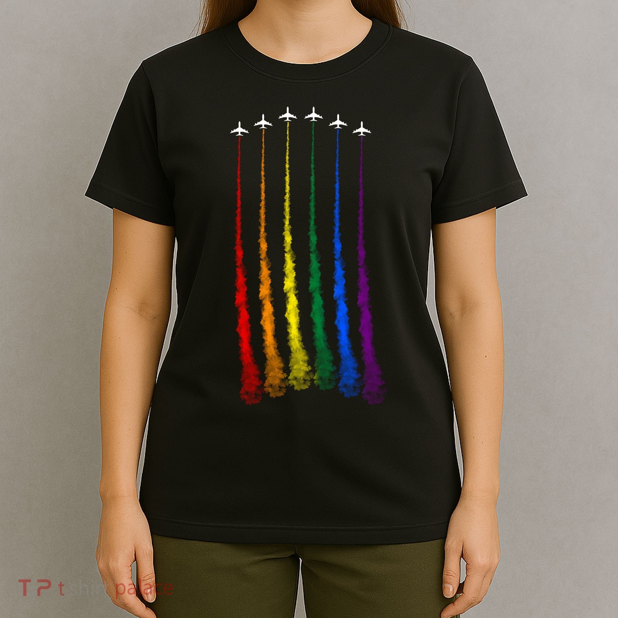 Plane Pride Flag Rainbow LGBT LGBTQ Pride Month Pride Ally T-Shirt