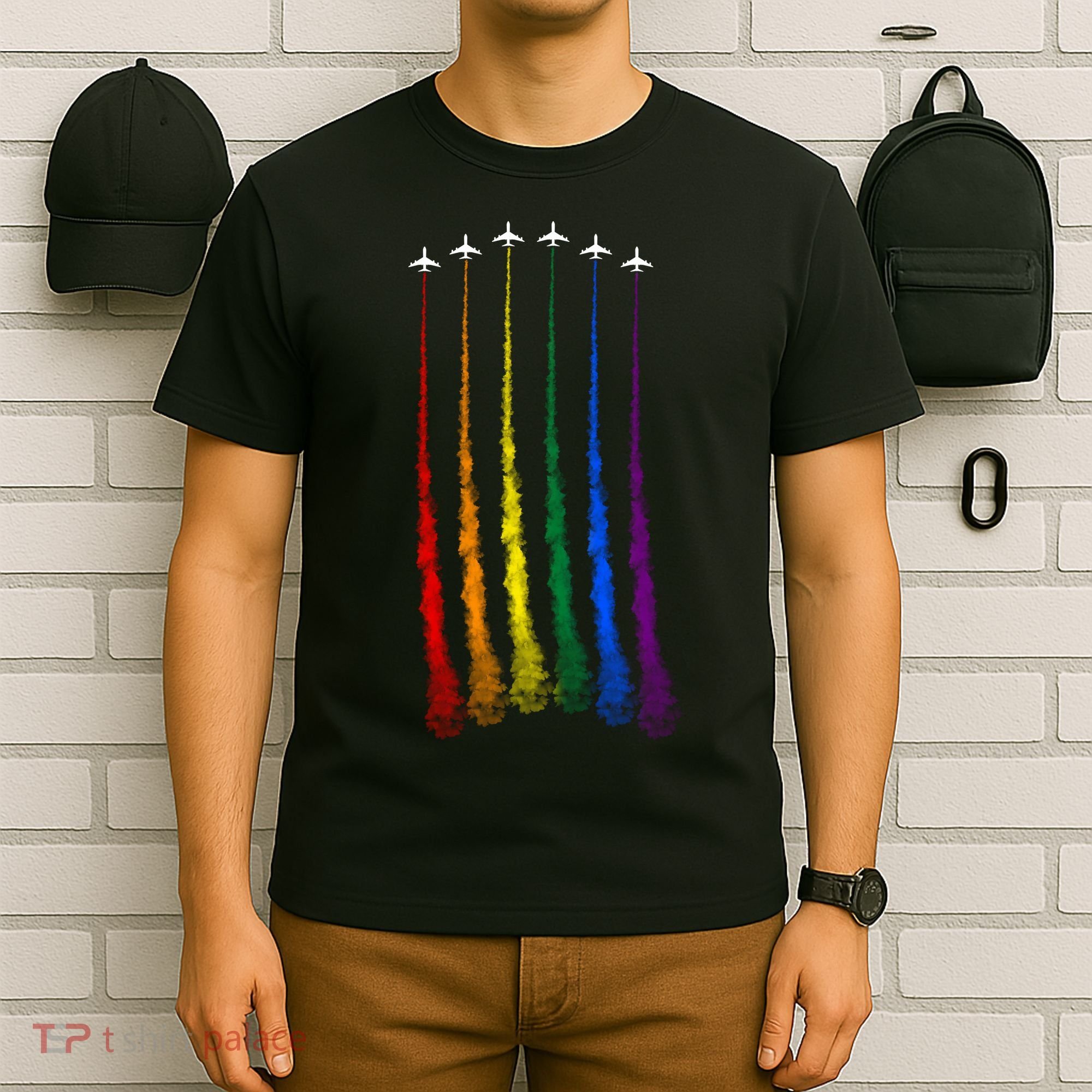 Plane Pride Flag Rainbow LGBT LGBTQ Pride Month Pride Ally T-Shirt