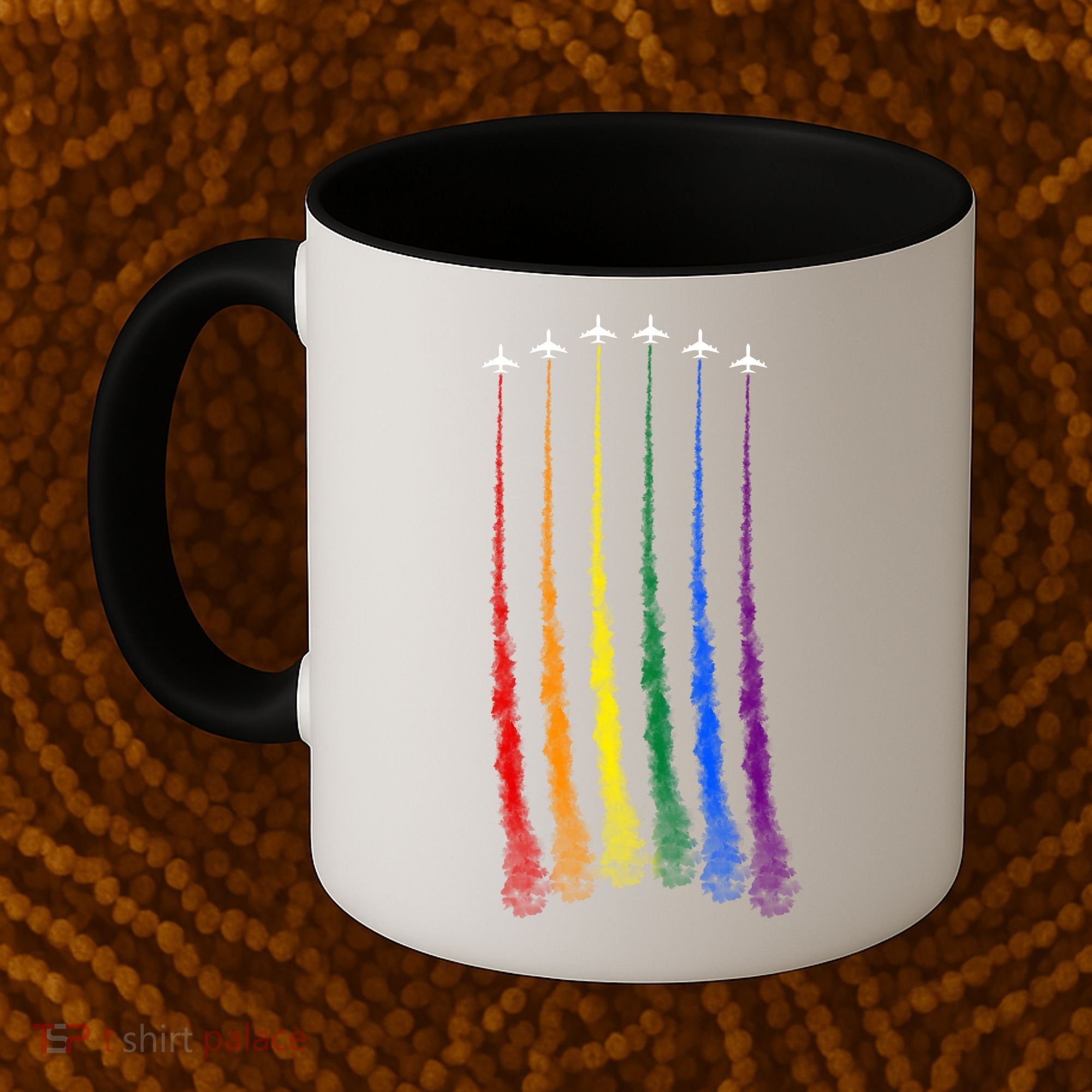 Plane Pride Flag Rainbow LGBT LGBTQ Pride Month Pride Ally Coffee Mug