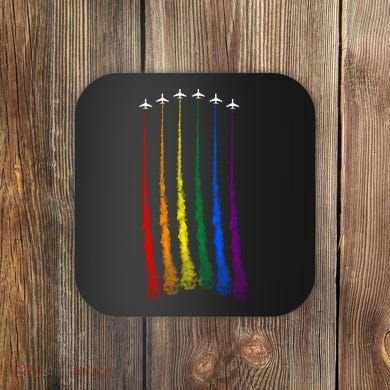 Plane Pride Flag Rainbow LGBT LGBTQ Pride Month Pride Ally Coaster