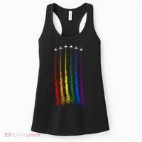 Plane Pride Flag Rainbow LGBT LGBTQ Pride Month Pride Ally Women's Tank Top thumb 0