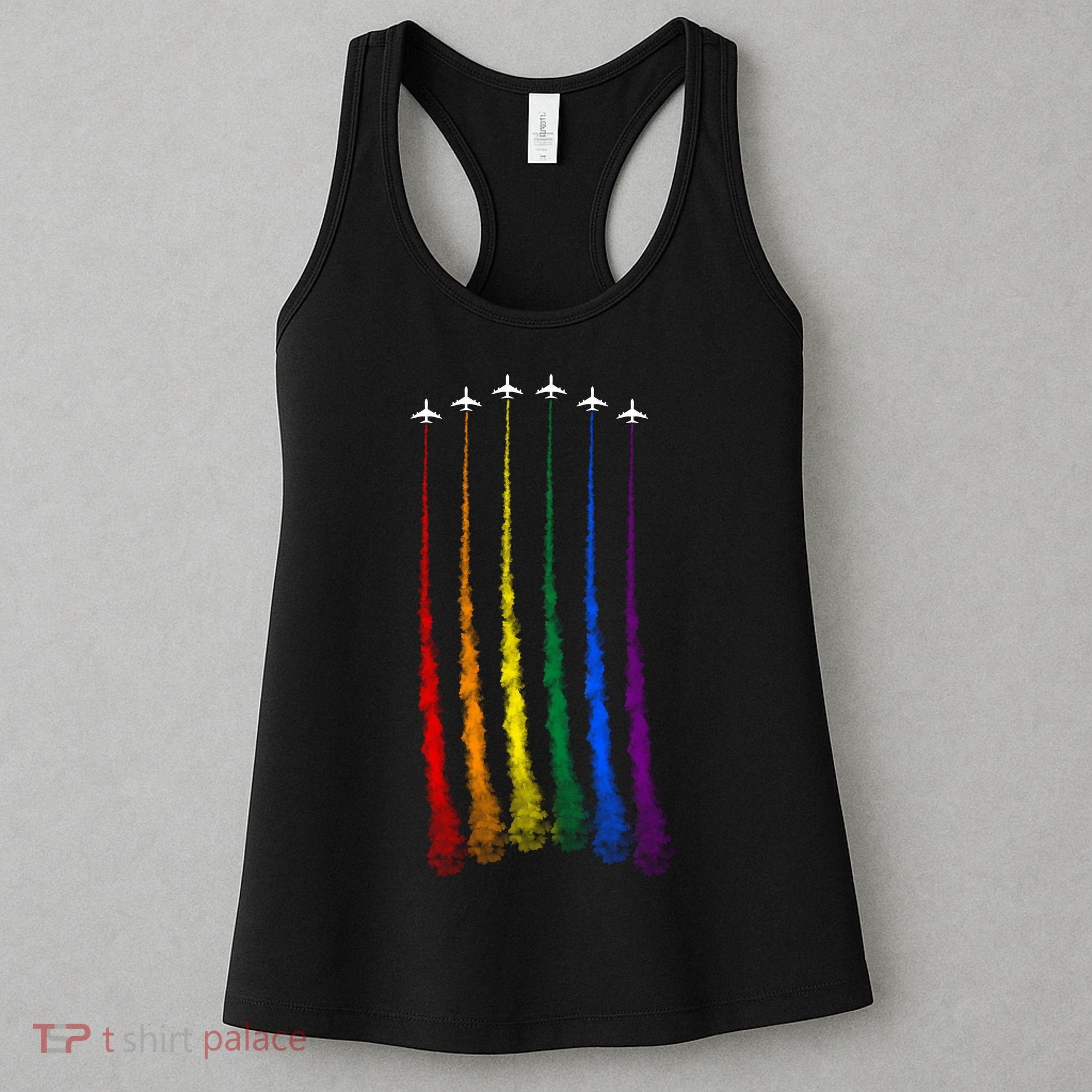 Plane Pride Flag Rainbow LGBT LGBTQ Pride Month Pride Ally Women's Tank Top