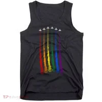 Plane Pride Flag Rainbow LGBT LGBTQ Pride Month Pride Ally Tank Top thumb 0
