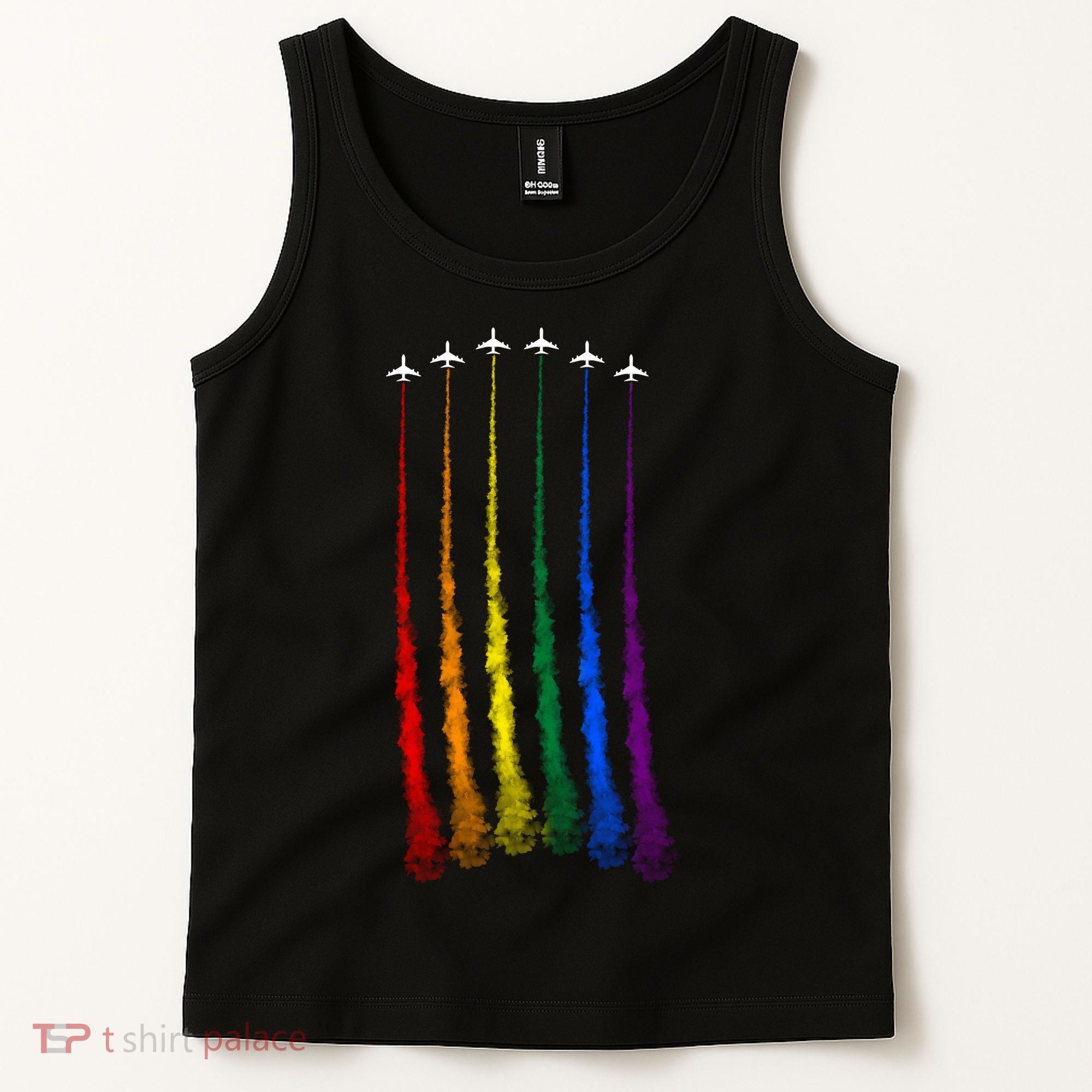 Plane Pride Flag Rainbow LGBT LGBTQ Pride Month Pride Ally Tank Top
