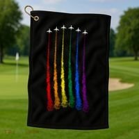 Plane Pride Flag Rainbow LGBT LGBTQ Pride Month Pride Ally Golf Towel thumb 1