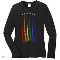 Plane Pride Flag Rainbow LGBT LGBTQ Pride Month Pride Ally Women's Long Sleeve Shirt thumb 0
