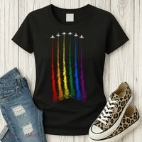 Plane Pride Flag Rainbow LGBT LGBTQ Pride Month Pride Ally Women's T-Shirt thumb 3