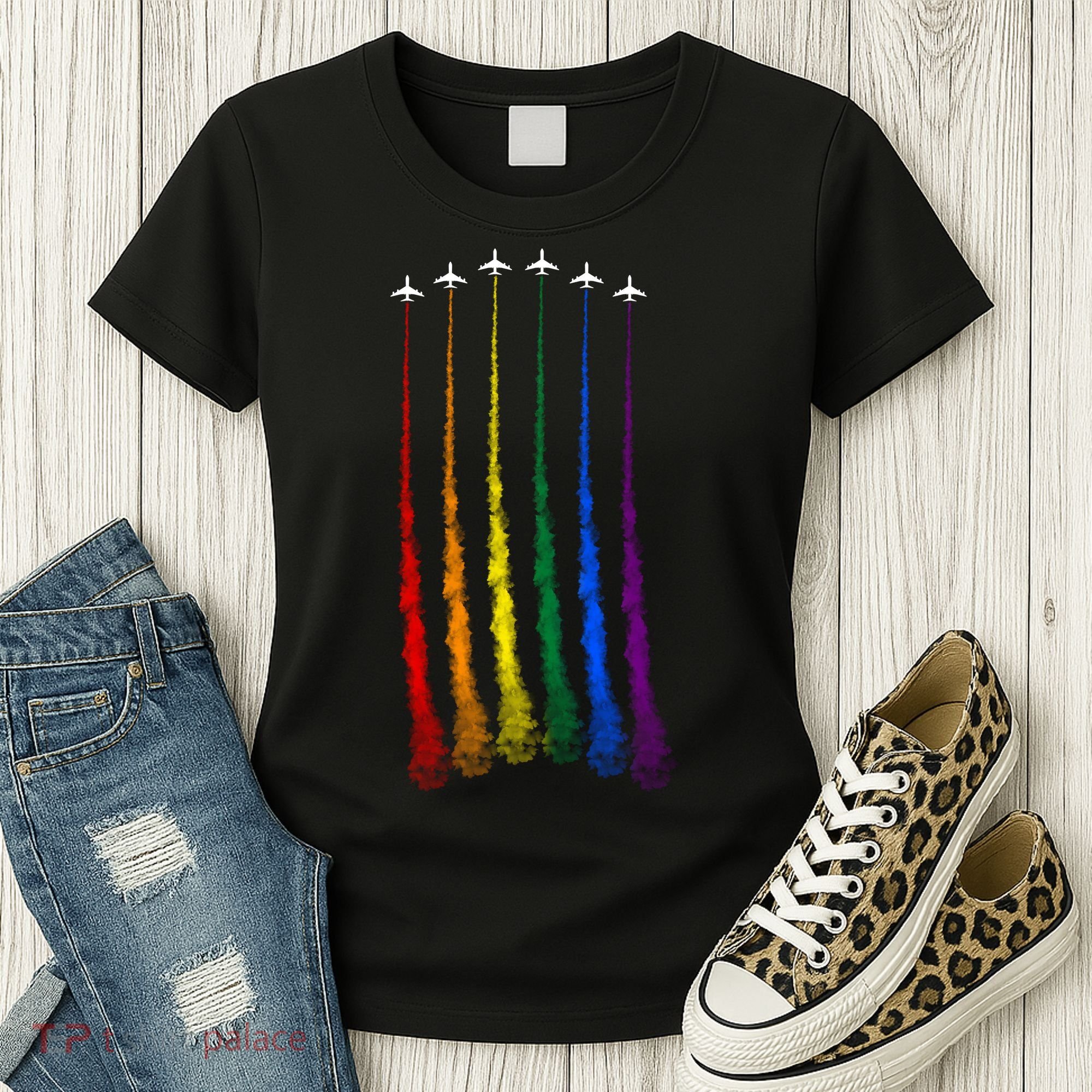 Plane Pride Flag Rainbow LGBT LGBTQ Pride Month Pride Ally Women's T-Shirt