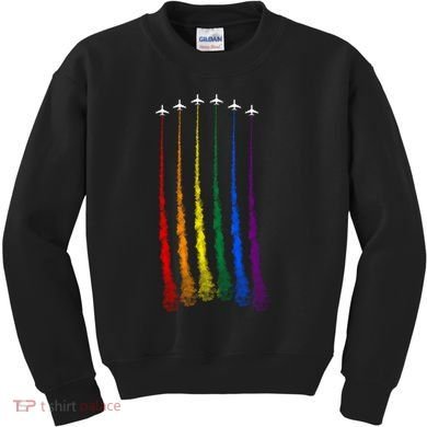 Plane Pride Flag Rainbow LGBT LGBTQ Pride Month Pride Ally Kids Sweatshirt