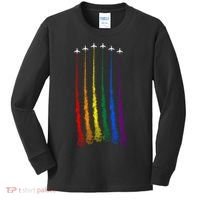 Plane Pride Flag Rainbow LGBT LGBTQ Pride Month Pride Ally Kids Long Sleeve Shirt thumb 0