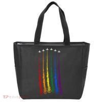 Plane Pride Flag Rainbow LGBT LGBTQ Pride Month Pride Ally Tote Bag thumb 0