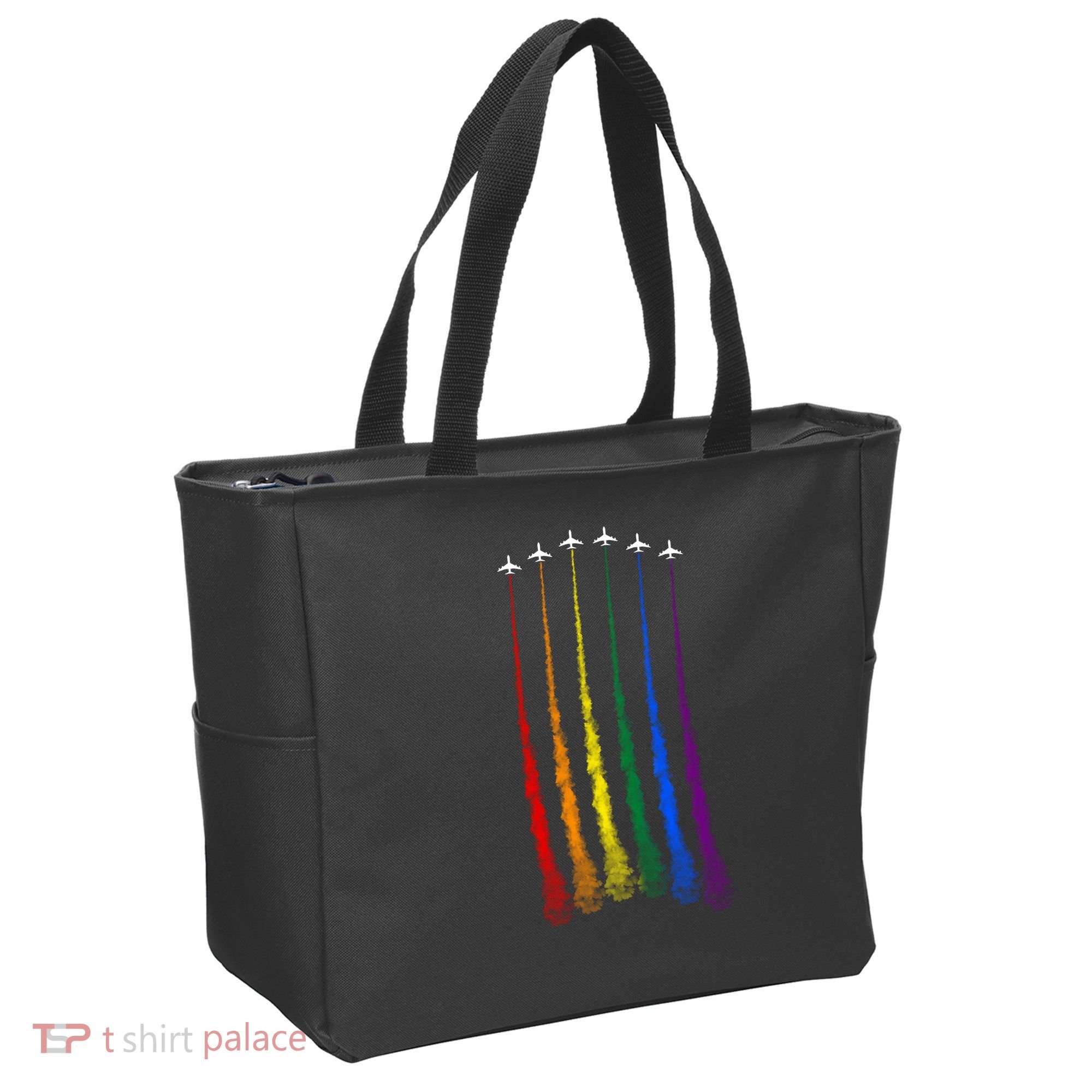 Plane Pride Flag Rainbow LGBT LGBTQ Pride Month Pride Ally Tote Bag