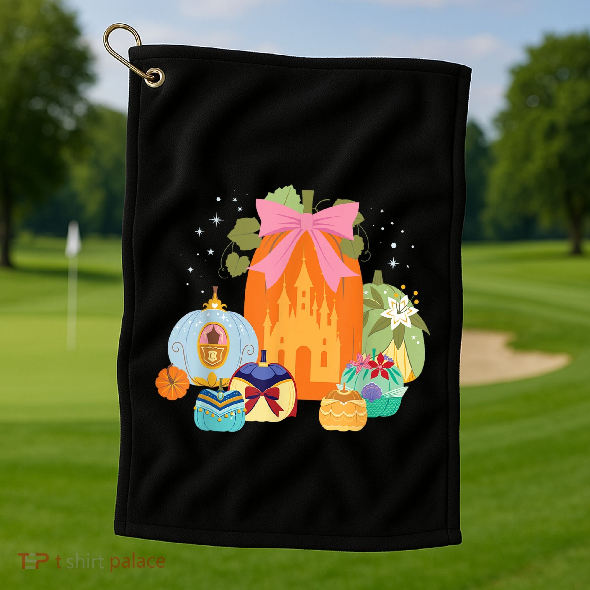 Princess Pumpkins Fall Princesses And Pumpkin Castle Golf Towel