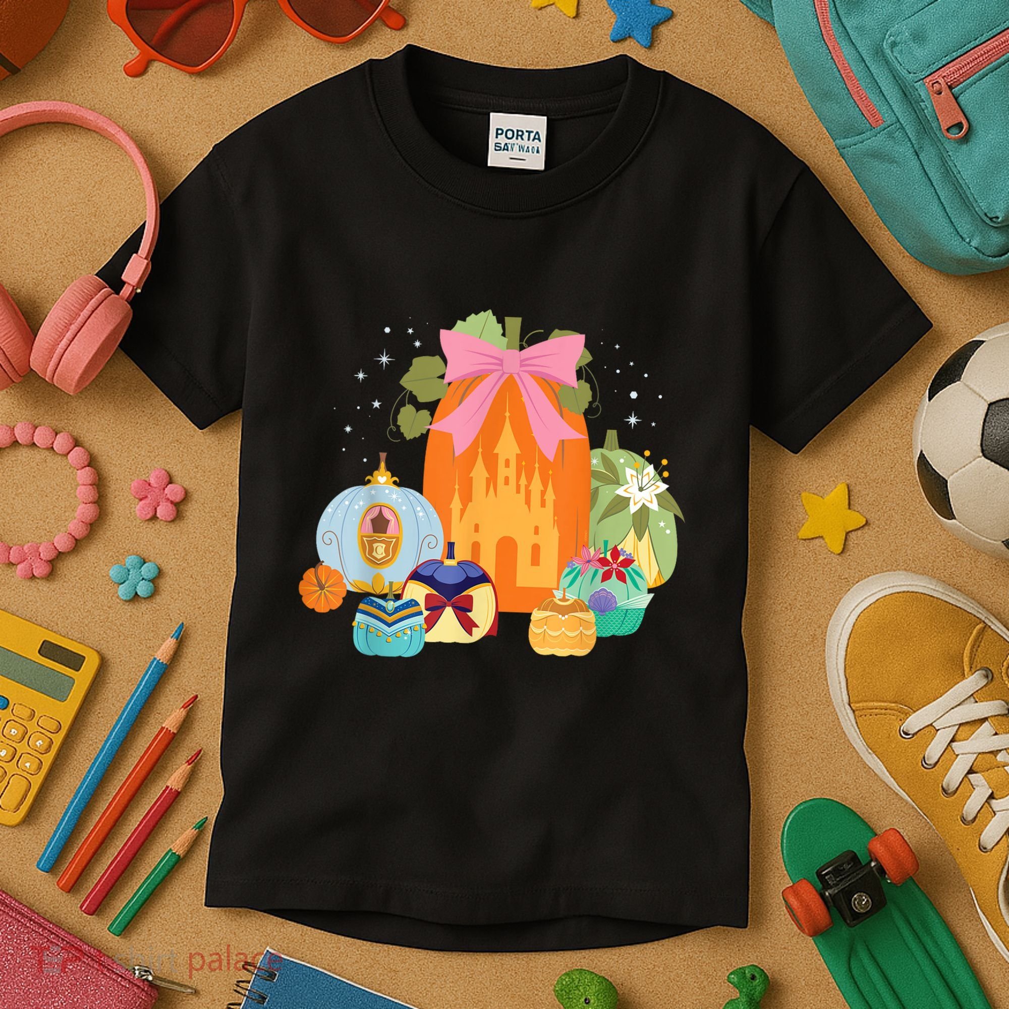 Princess Pumpkins Fall Princesses And Pumpkin Castle Kids T-Shirt