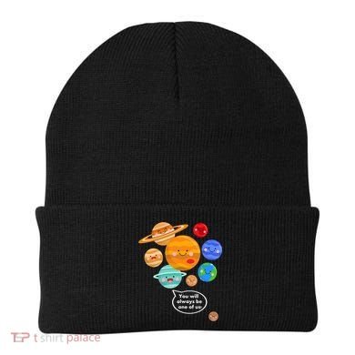 Pluto Planegift Funny Cartoon Planets Never Forget Pluto Gift Beanie