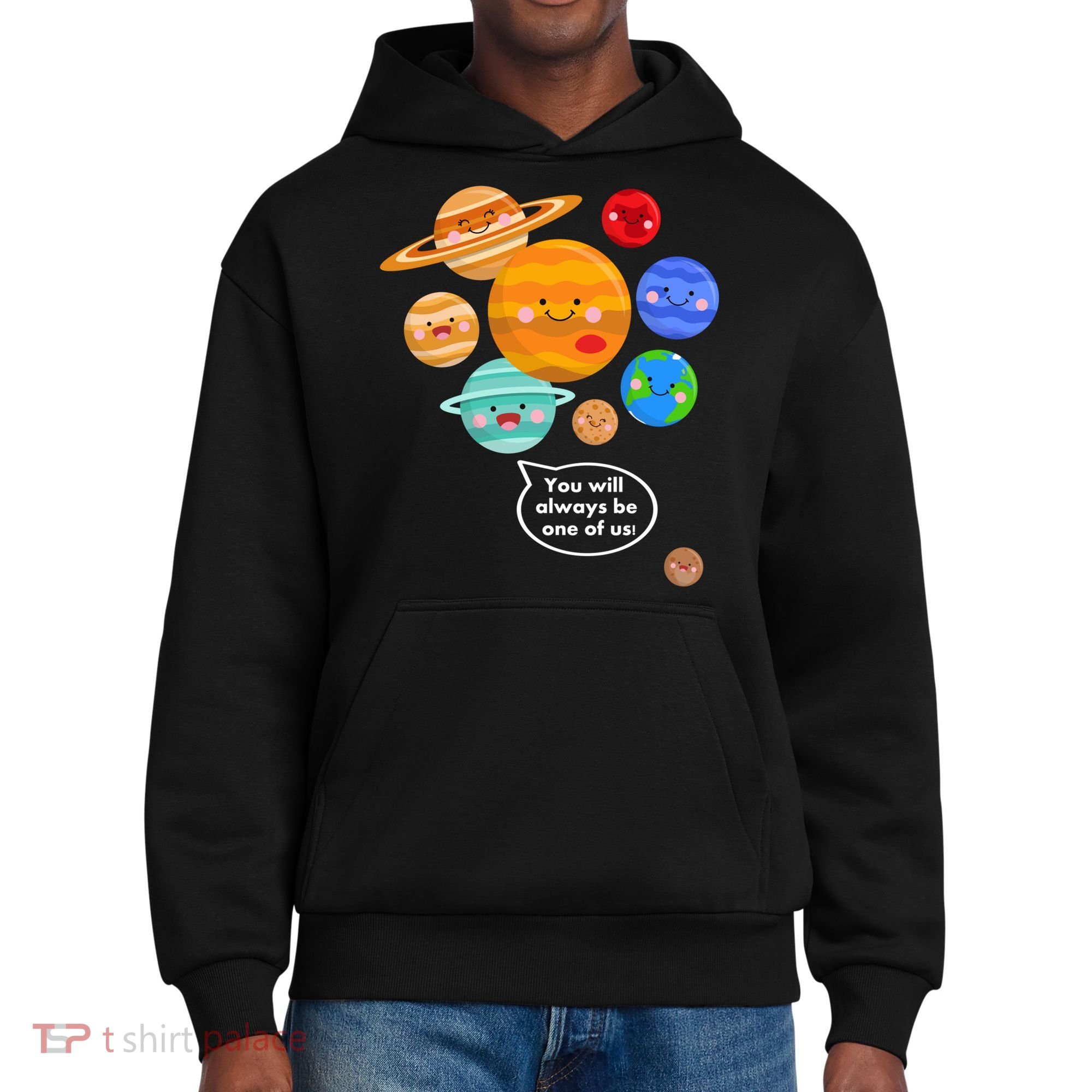 Pluto Planegift Funny Cartoon Planets Never Forget Pluto Gift District V.I.T. Heavyweight Hoodie