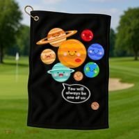 Pluto Planegift Funny Cartoon Planets Never Forget Pluto Gift Golf Towel thumb 1