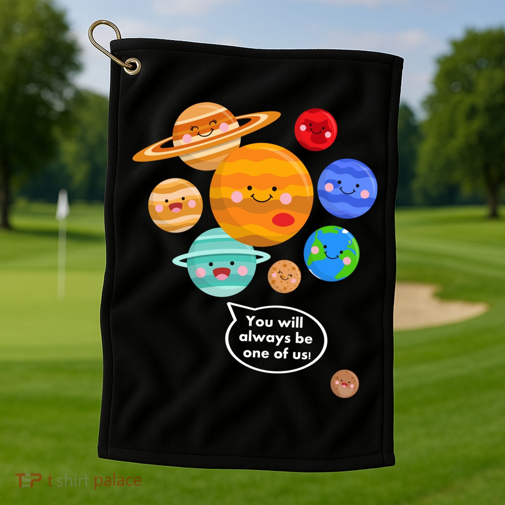 Pluto Planegift Funny Cartoon Planets Never Forget Pluto Gift Golf Towel