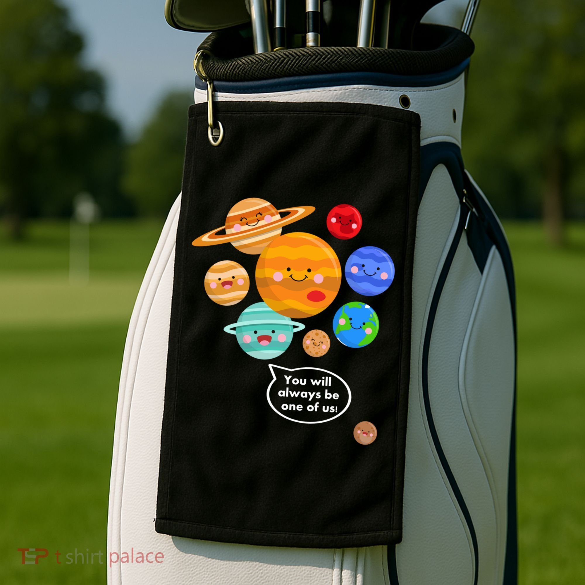 Pluto Planegift Funny Cartoon Planets Never Forget Pluto Gift Golf Towel