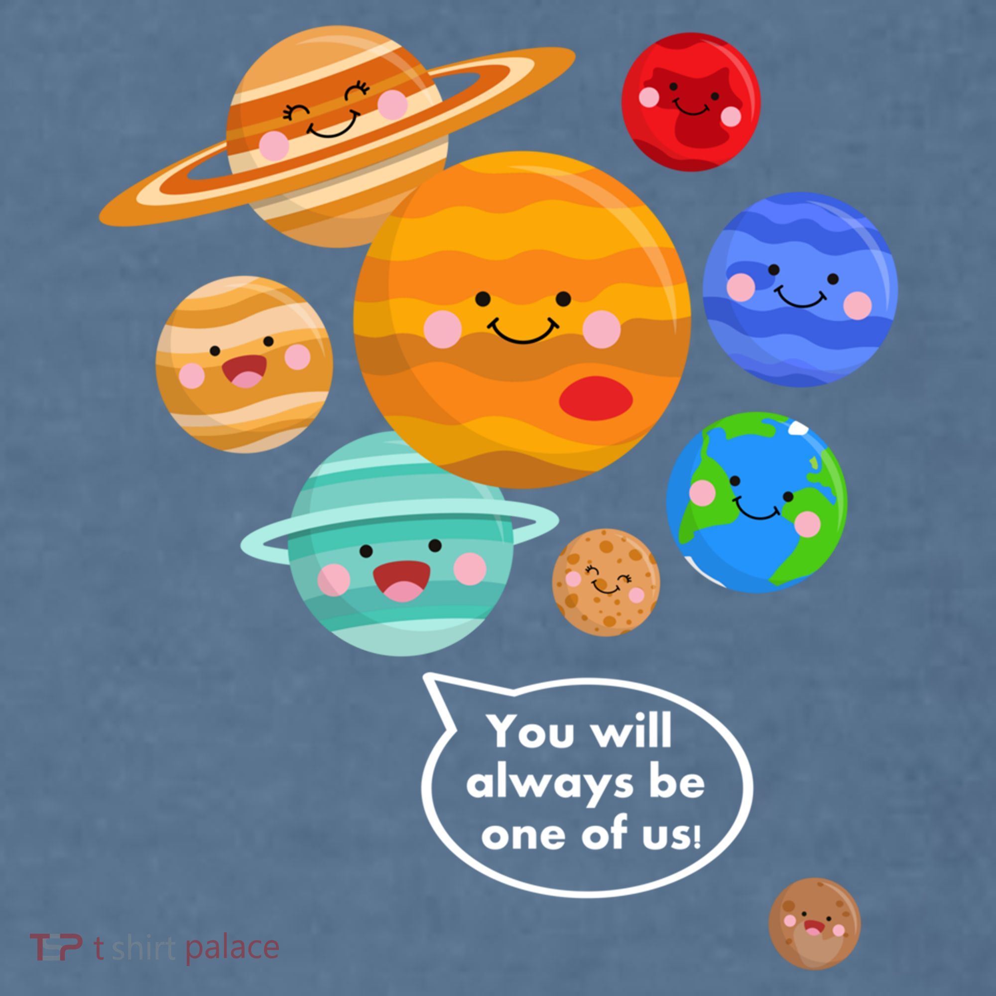 Pluto Planegift Funny Cartoon Planets Never Forget Pluto Gift Comfort Colors Garment-Dyed Hooded Sweatshirt