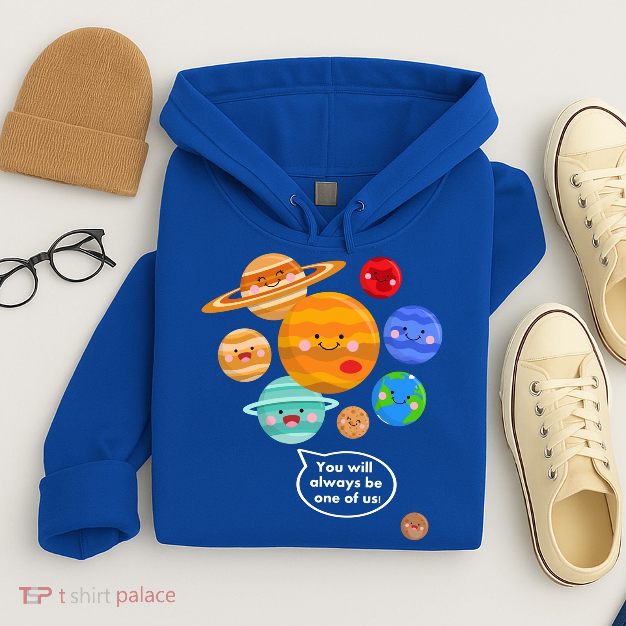 Pluto Planegift Funny Cartoon Planets Never Forget Pluto Gift Hoodie