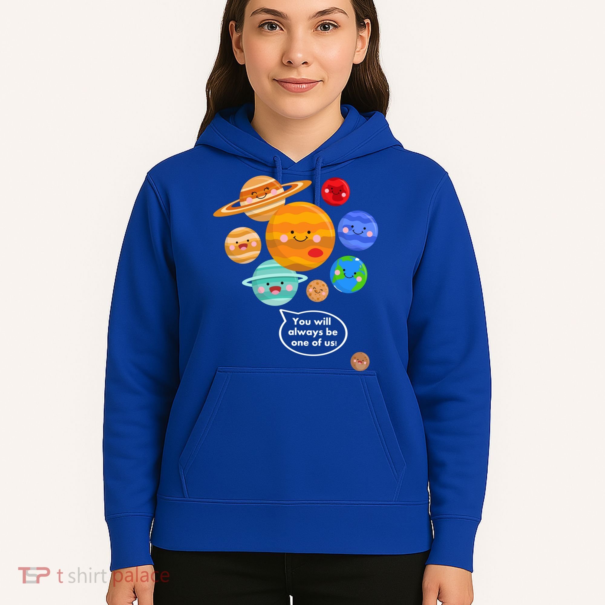 Pluto Planegift Funny Cartoon Planets Never Forget Pluto Gift Hoodie