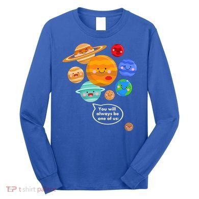 Pluto Planegift Funny Cartoon Planets Never Forget Pluto Gift Long Sleeve Shirt