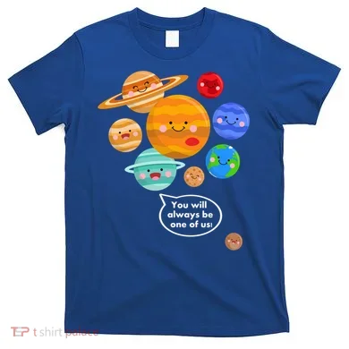 Pluto Planegift Funny Cartoon Planets Never Forget Pluto Gift T-Shirt