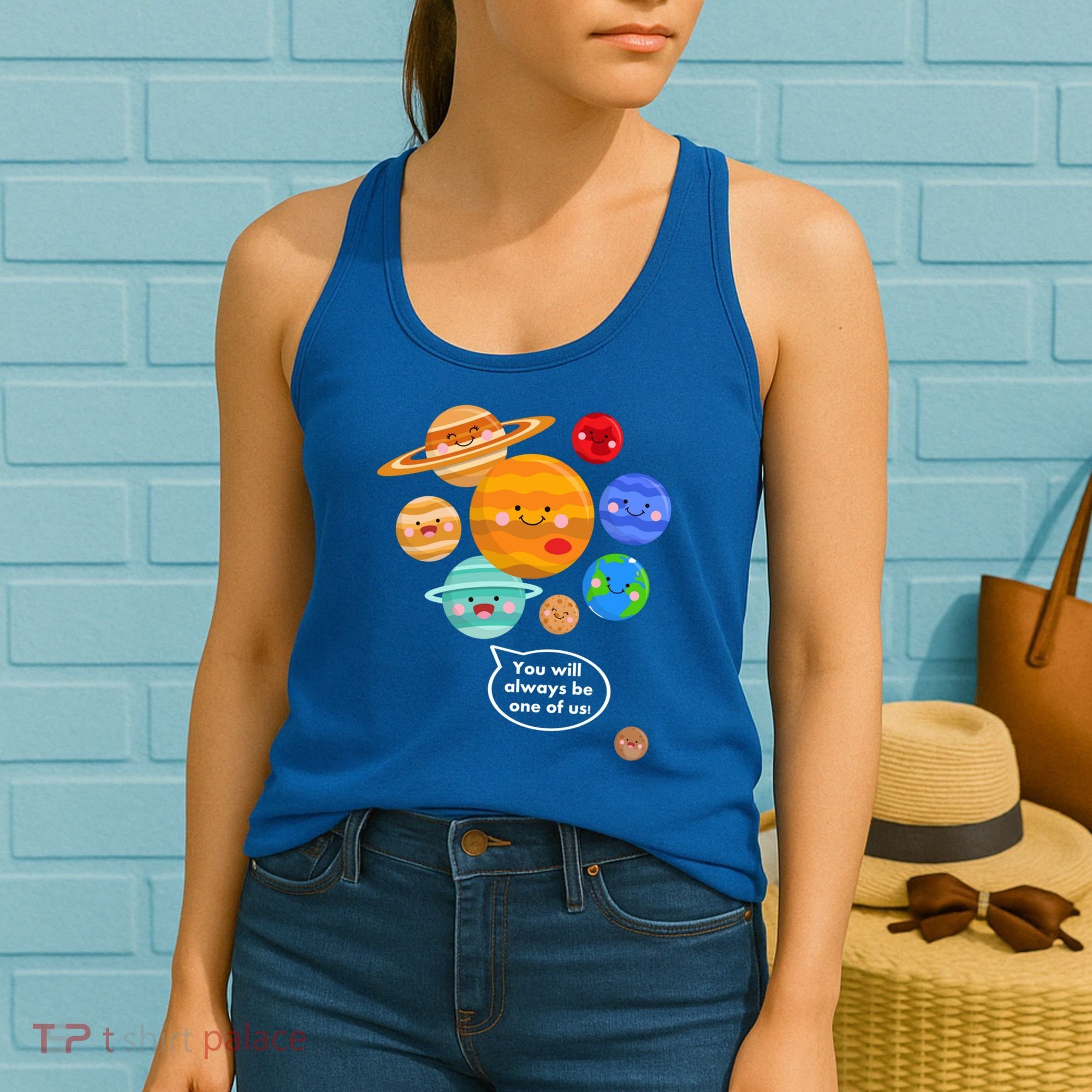 Pluto Planegift Funny Cartoon Planets Never Forget Pluto Gift Women's Tank Top