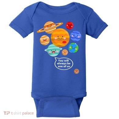 Pluto Planegift Funny Cartoon Planets Never Forget Pluto Gift Baby Bodysuit