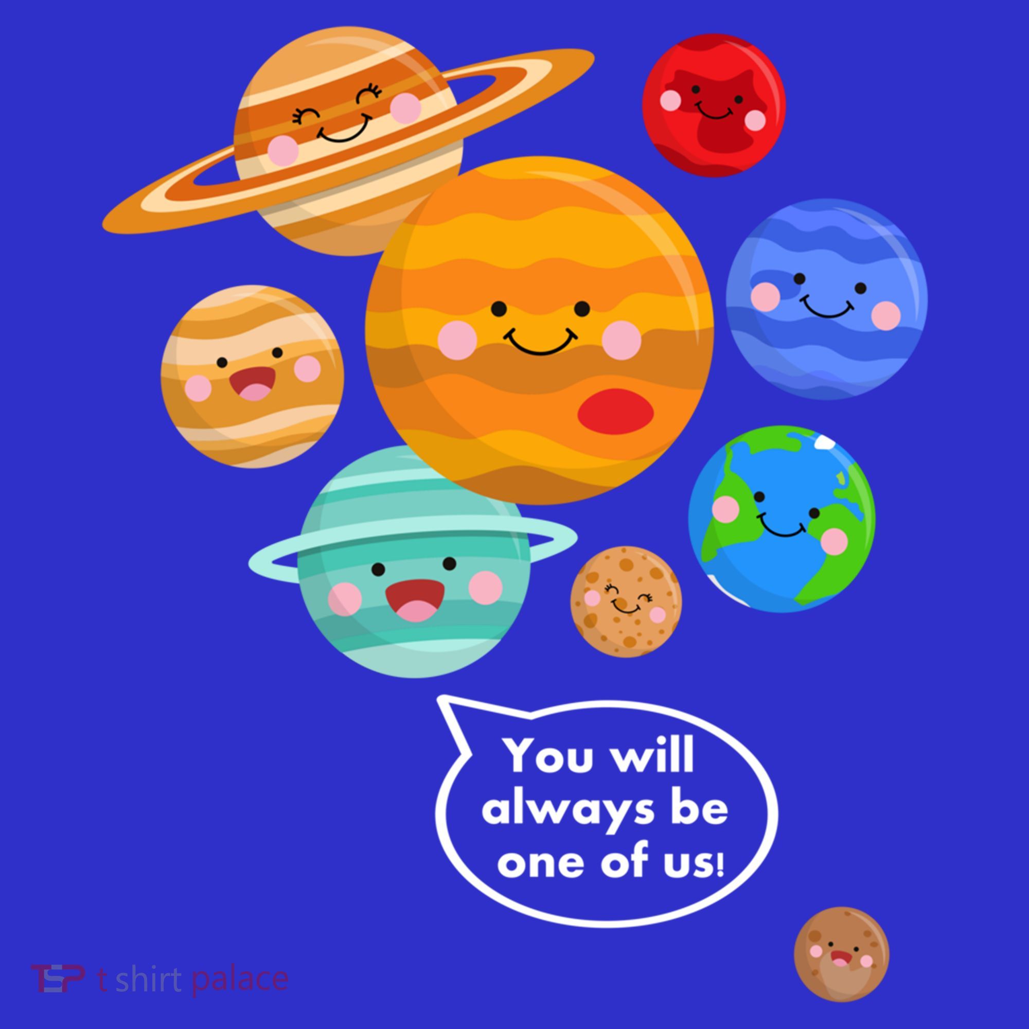 Pluto Planegift Funny Cartoon Planets Never Forget Pluto Gift Baby Bodysuit