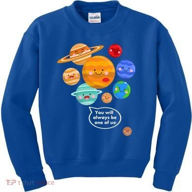 Pluto Planegift Funny Cartoon Planets Never Forget Pluto Gift Kids Sweatshirt
