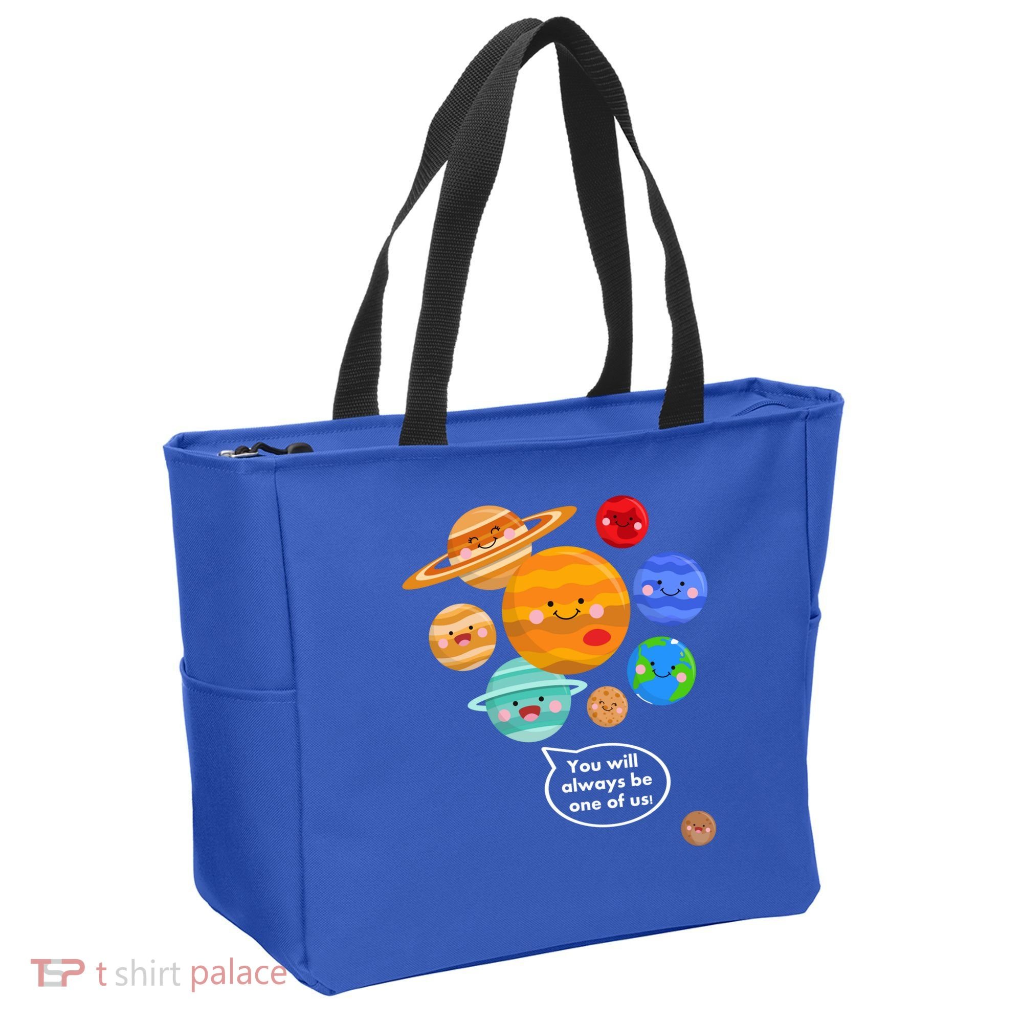 Pluto Planegift Funny Cartoon Planets Never Forget Pluto Gift Tote Bag
