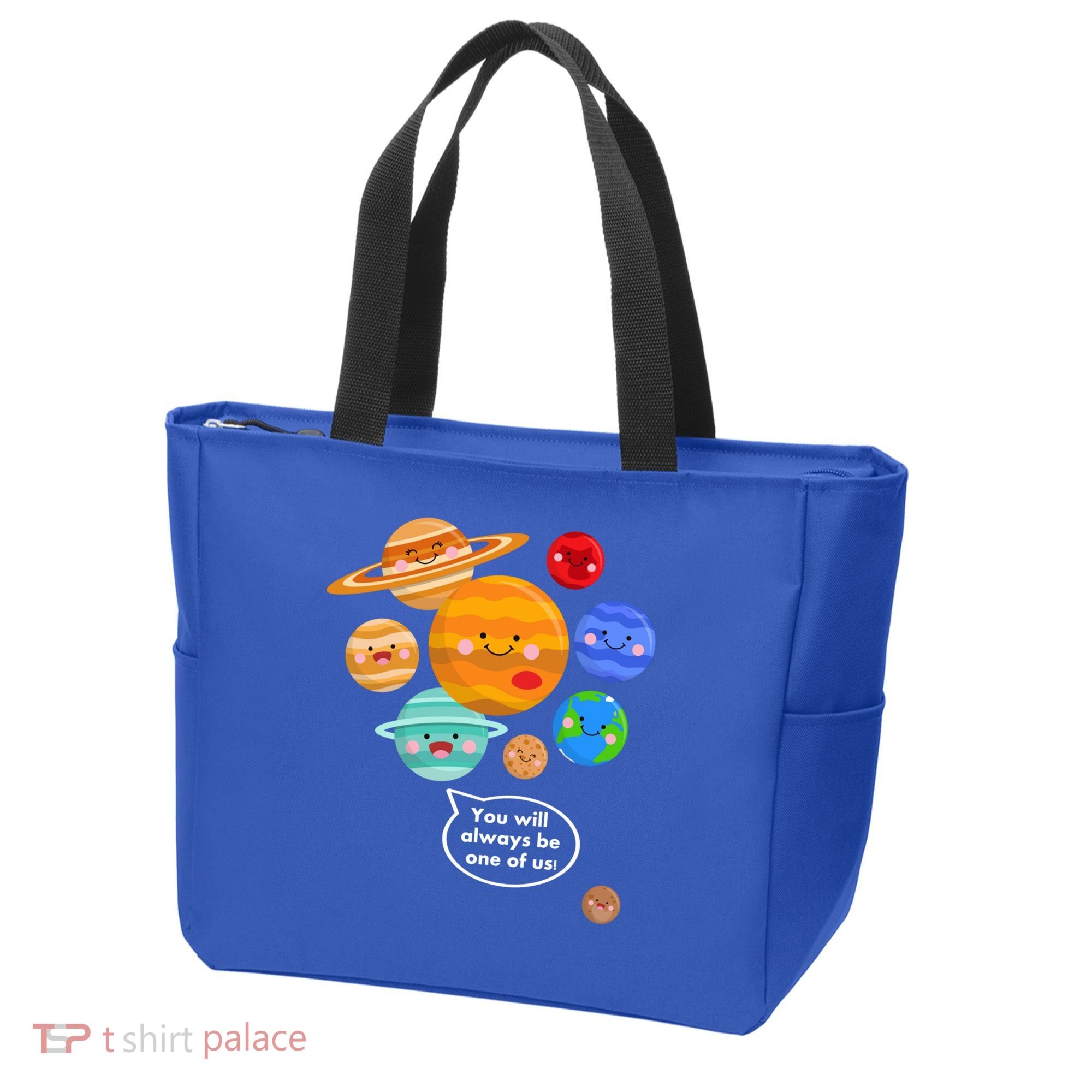 Pluto Planegift Funny Cartoon Planets Never Forget Pluto Gift Tote Bag